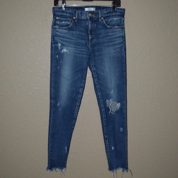 $350 Sz 27 Moussy Blue Destroyed Distressed Skinny Jeans - Picture 1 of 6